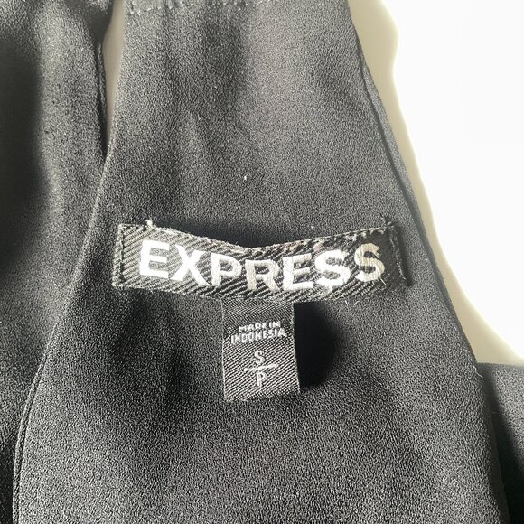Express Black Satin Cami Tank Top with Button Details Keyhole Back Size S - Picture 6 of 8